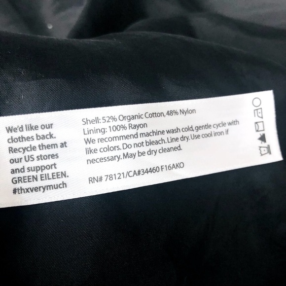 Eileen Fisher Black One Button Long Coat Organic Cotton Nylon - Picture 11 of 11